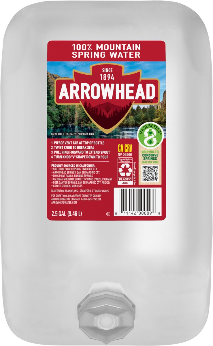 slide 4 of 7, ARROWHEAD Brand 100% Mountain Spring Water, 2.5-gallon plastic jug, 