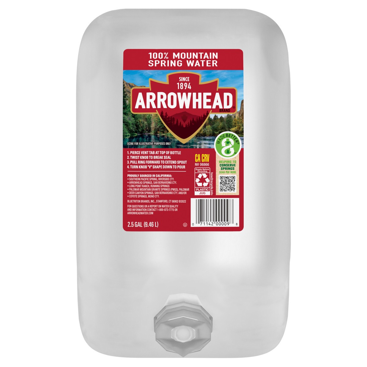 slide 1 of 7, ARROWHEAD Brand 100% Mountain Spring Water, 2.5-gallon plastic jug, 