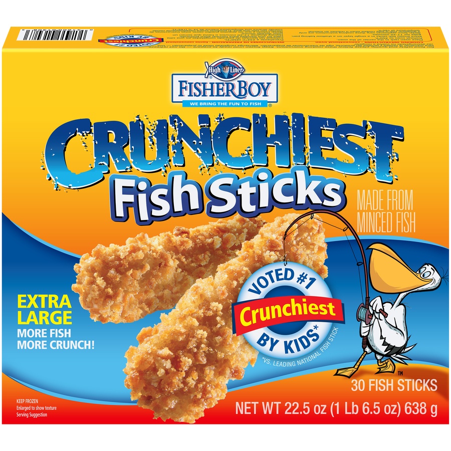 slide 1 of 7, Fisher Boy Crunchiest Fish Sticks, 22.5 oz