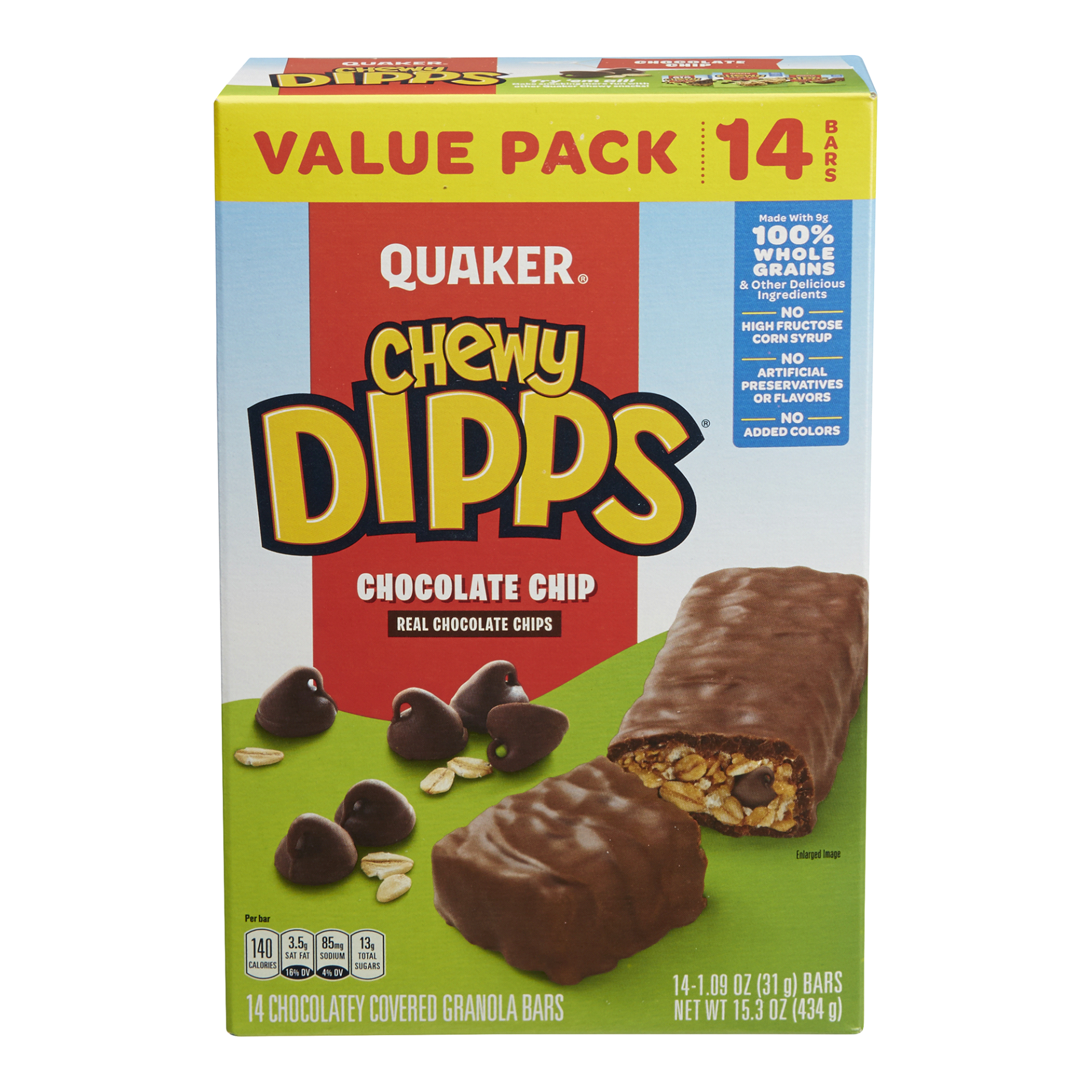 slide 1 of 1, Quaker Chewy Dipps Granola Bars, Value Pack, 14 ct