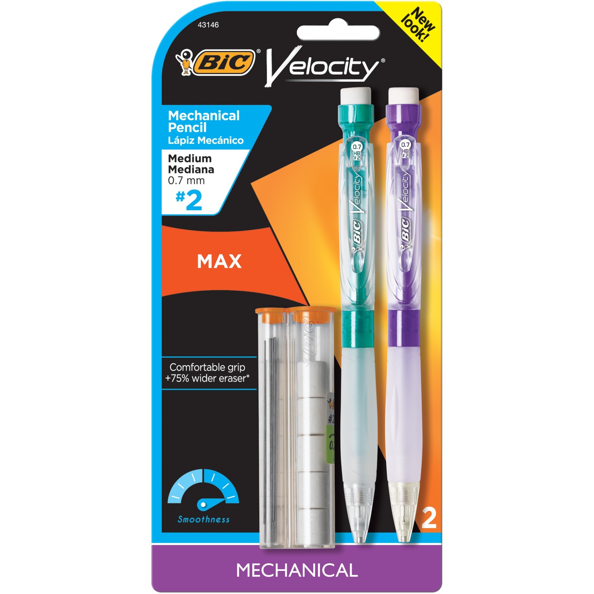 slide 1 of 1, BIC Velocity Medium (0.7 mm) No. 2 Max Mechanical Pencil 2 ea, 2 ct