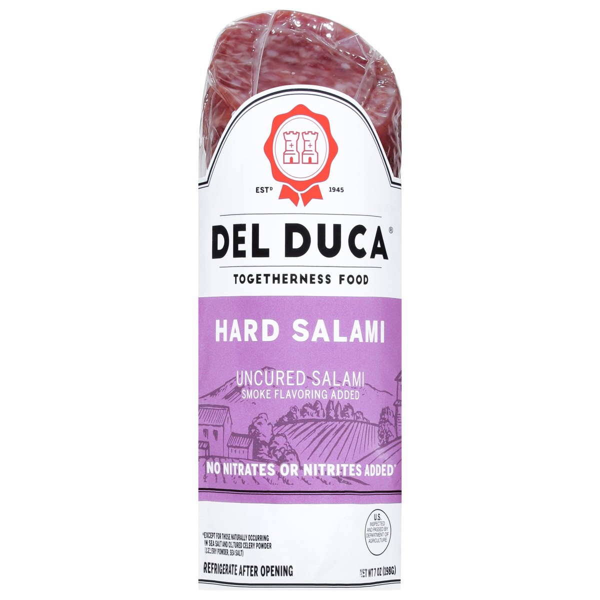 slide 1 of 12, Del Duca Uncured Hard Salami 7 oz, 7 oz