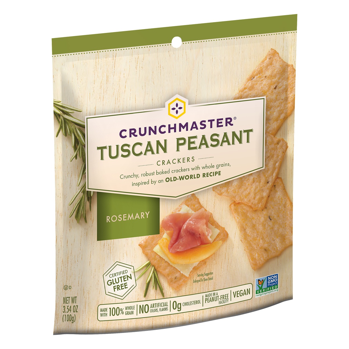 slide 2 of 7, Crunchmaster Tuscan Peasant Crackers Rosemary, 3.5 oz