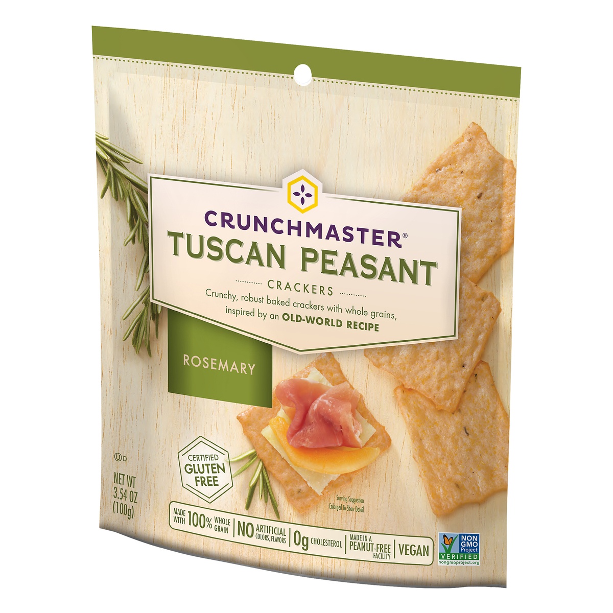 slide 3 of 7, Crunchmaster Tuscan Peasant Crackers Rosemary, 3.5 oz