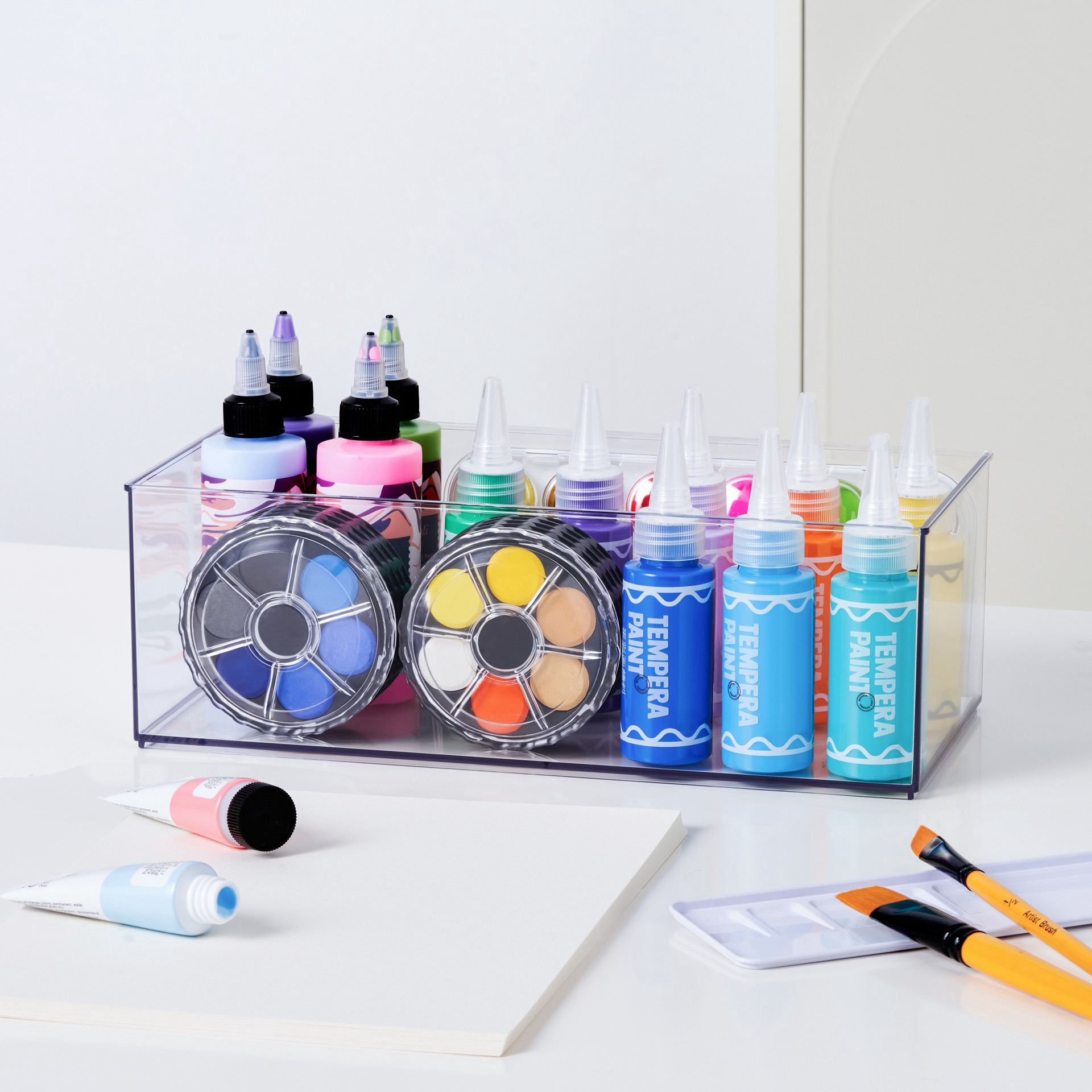 slide 2 of 6, 12" X 6" Clear Stacking Storage Bin By Simply Tidy, 12 in x 6 in