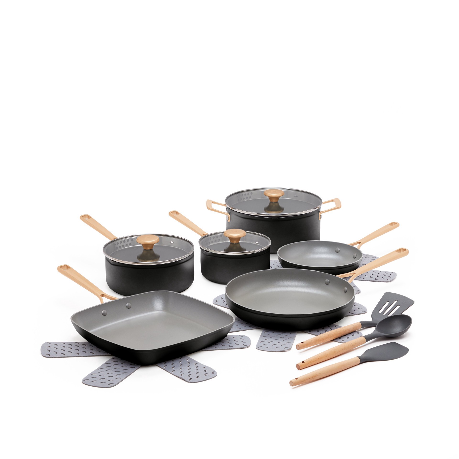 slide 1 of 1, Kitchen & Table by H-E-B Non-Stick Cookware Set - Classic Black, 15 ct