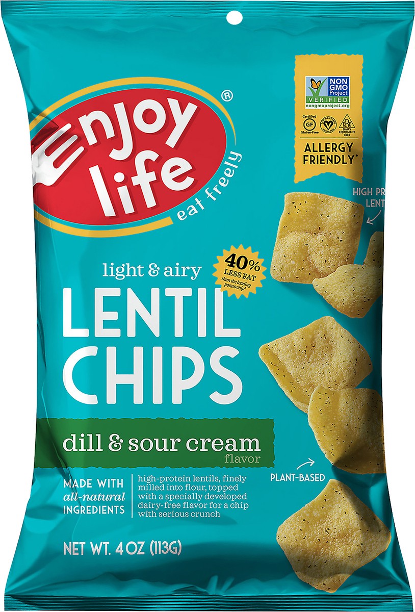 slide 7 of 9, Enjoy Life Plentils Crunchy Dill & Sour Cream Lentil Chips, 4 oz