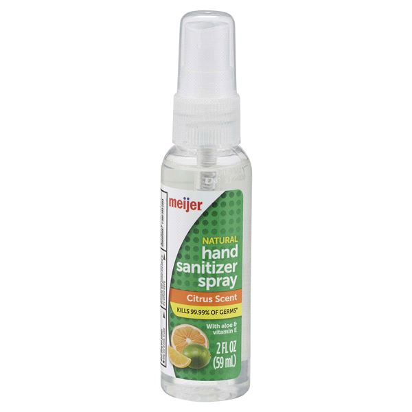 slide 1 of 1, Meijer Natural Hand Sanitizer Spray, Citrus Scent, 2 fl oz