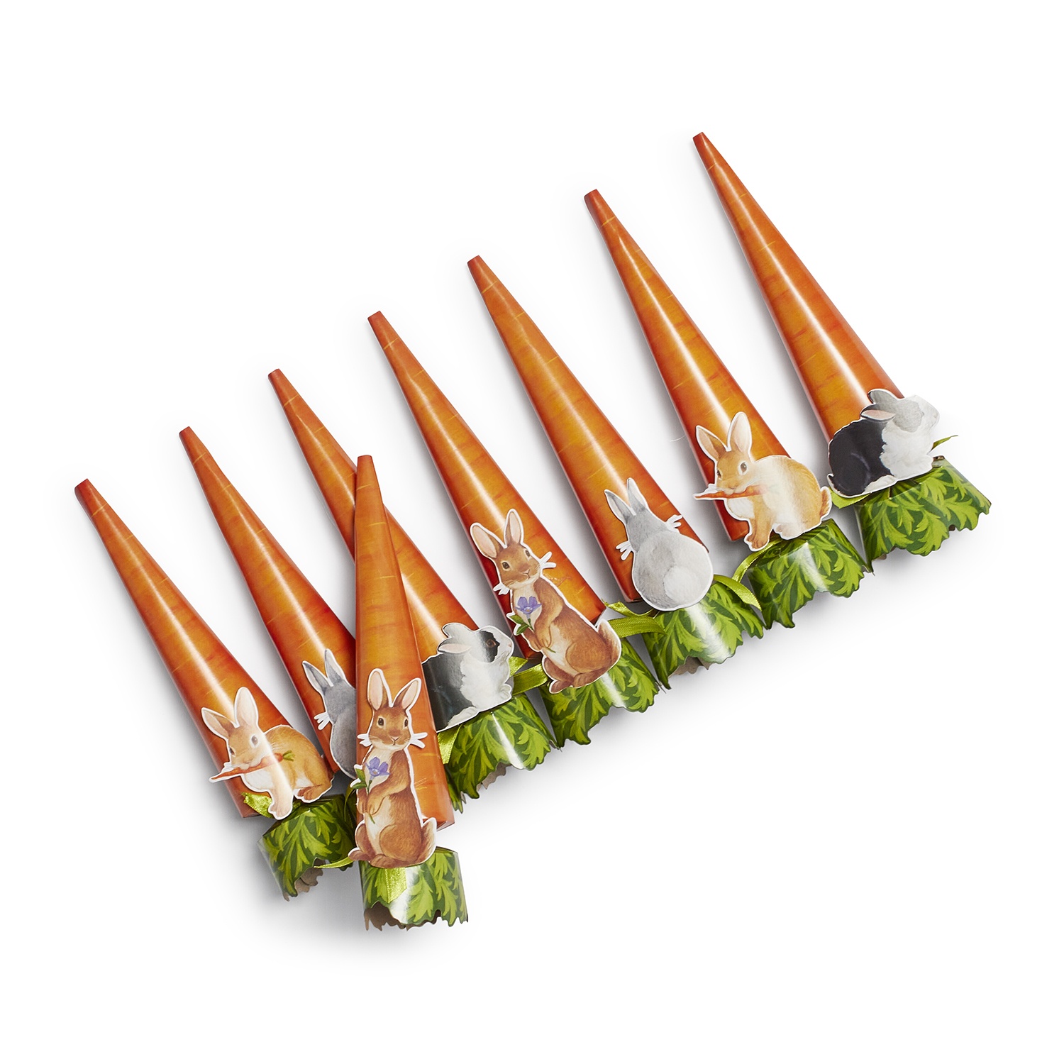 slide 1 of 1, Caspari Bunnies & Carrots Cone Celebration Crackers, 8 ct