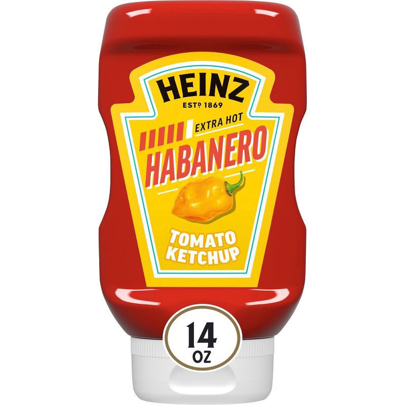 slide 1 of 9, Heinz Extra Hot Habanero Tomato Ketchup 14 oz, 14 oz