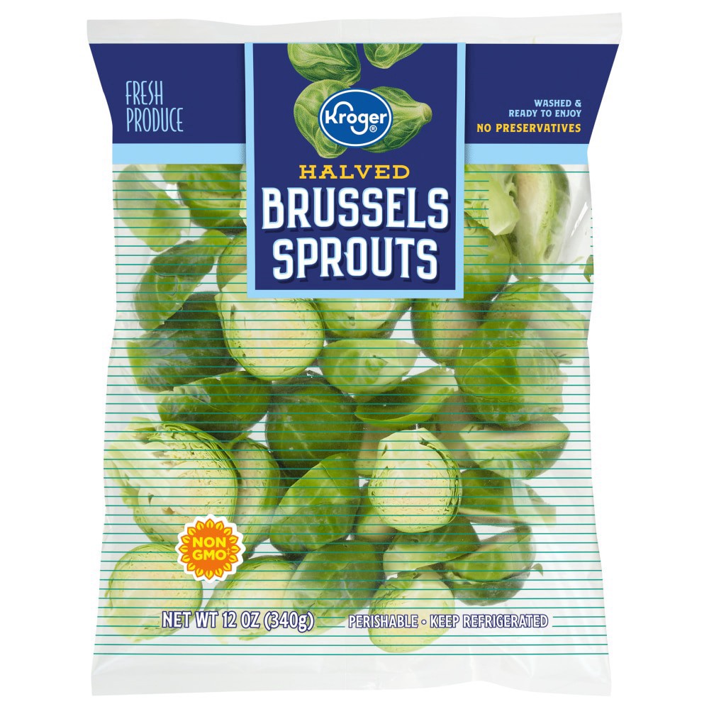 slide 2 of 2, Kroger Brussel Sprouts Halves, 12 oz