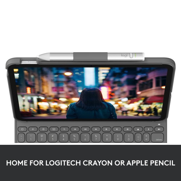 slide 6 of 10, Logitech Slim Folio Keyboard Case for iPad (10th Generation) with Integrated Bluetooth Wireless Keyboard, 1 ct