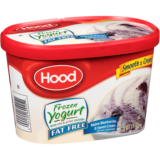 slide 5 of 6, Hood Fat Free Maine Blueberries & Sweet Cream Frozen Yogurt Carton, 48 oz