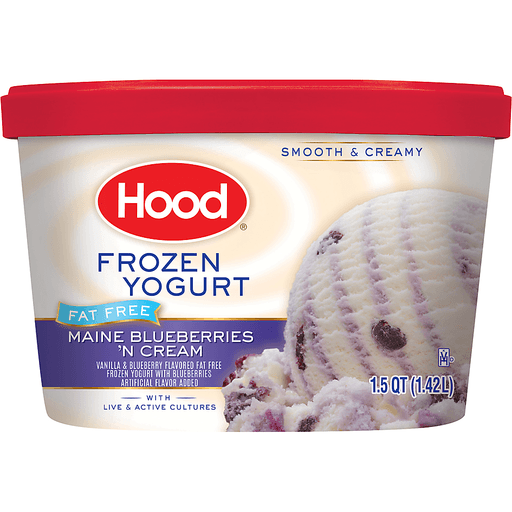 slide 1 of 6, Hood Fat Free Maine Blueberries & Sweet Cream Frozen Yogurt Carton, 48 oz