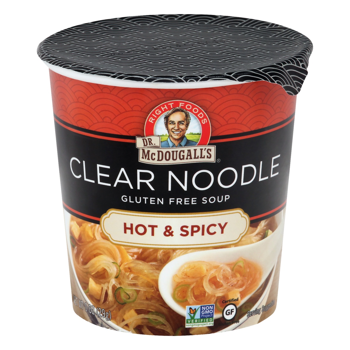 slide 1 of 1, Dr. McDougall's Hot & Spicy Clear Noodle Asian Soup, 1 oz