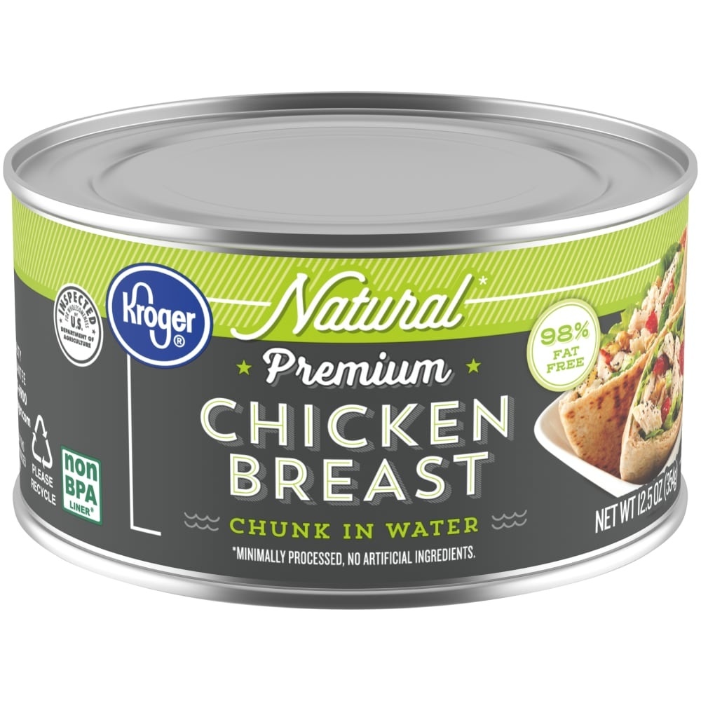 slide 1 of 1, Kroger Premium Natural Chicken Breast Chunks in Water, 12.5 oz