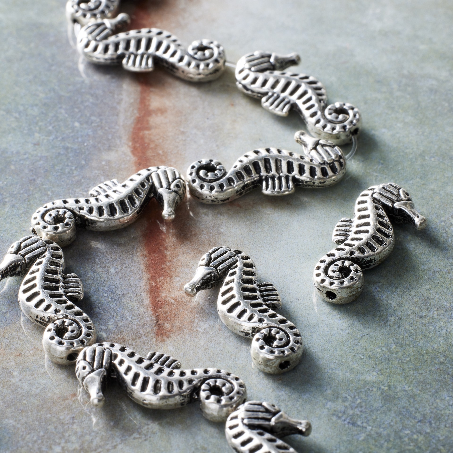 slide 2 of 3, Antique Silver Seahorse Metal Beads, 21mm By Bead Landing, 21mm