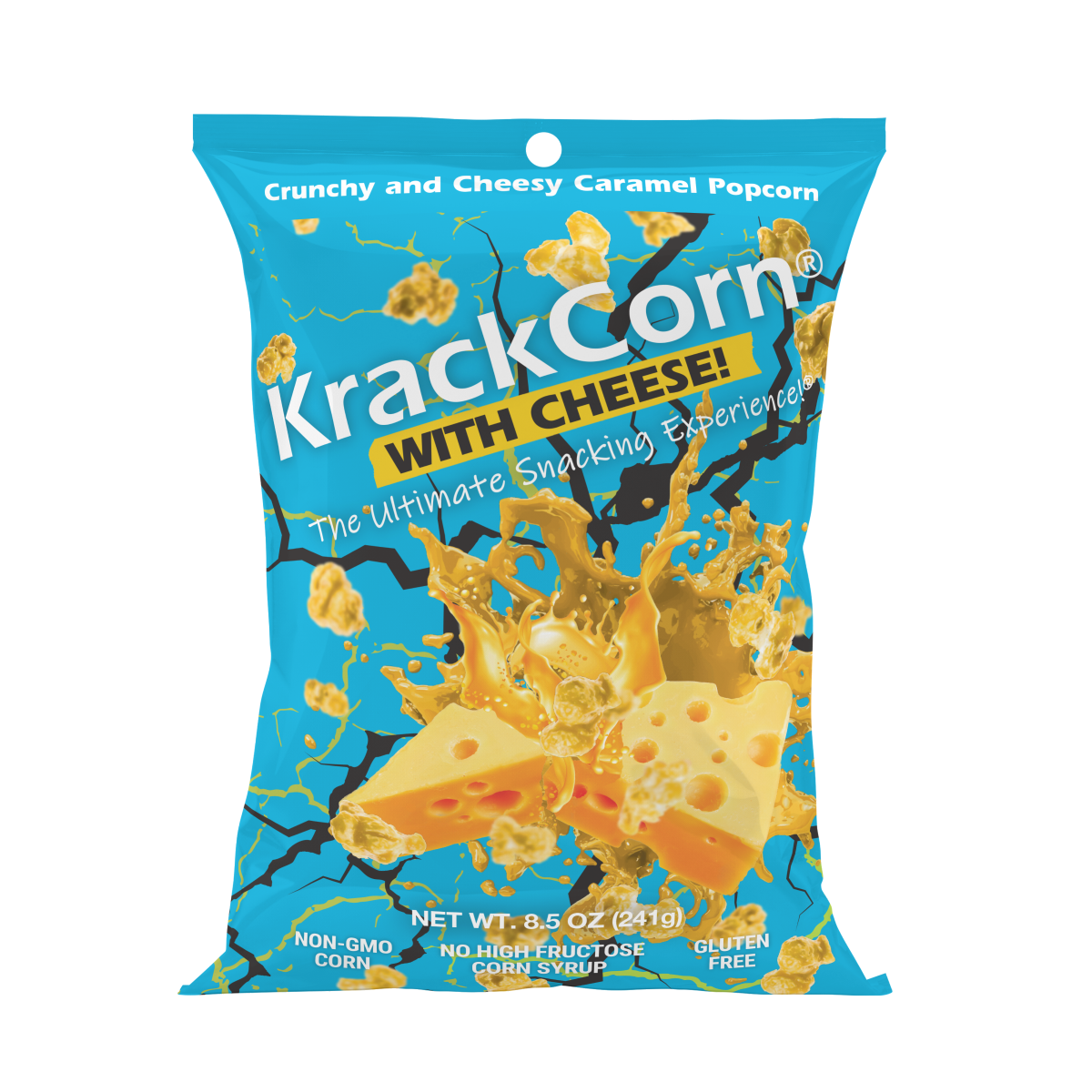 slide 1 of 5, KrackCorn Crunchy & Cheesy Caramel Popcorn with Cheese 8.5 oz, 8.5 oz