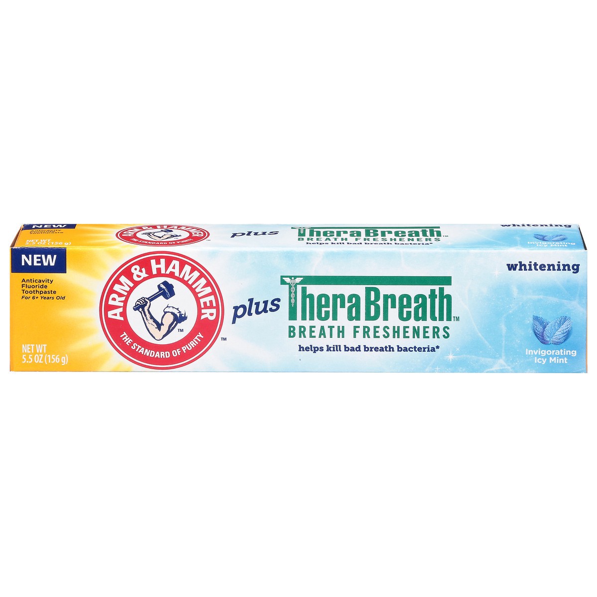 slide 4 of 13, ARM & HAMMER Whitening Toothpaste Plus Therabreath Breath Fresheners, Invigorating Icy Mint Flavor, 5.5 oz, 5.5 oz