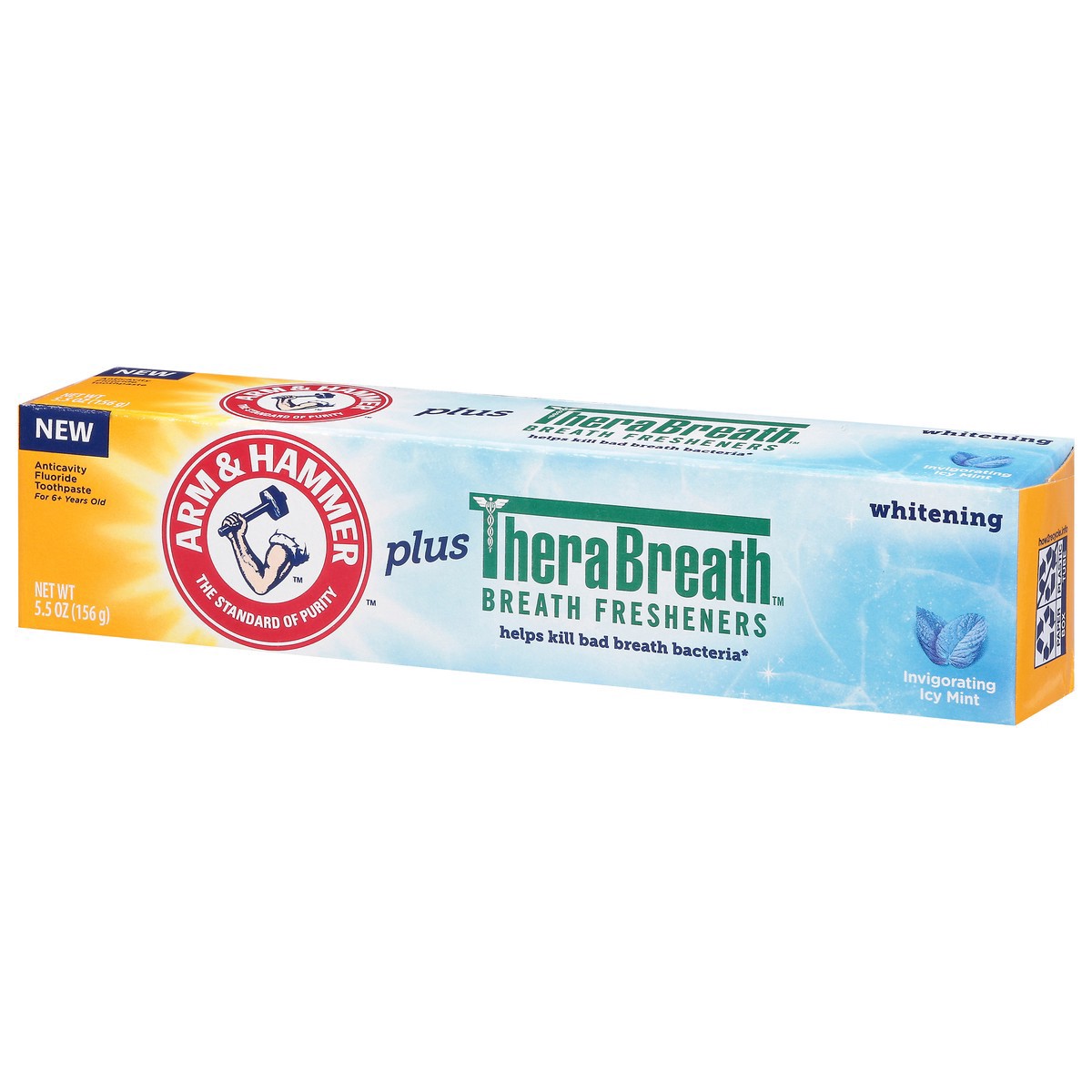 slide 2 of 13, ARM & HAMMER Whitening Toothpaste Plus Therabreath Breath Fresheners, Invigorating Icy Mint Flavor, 5.5 oz, 5.5 oz