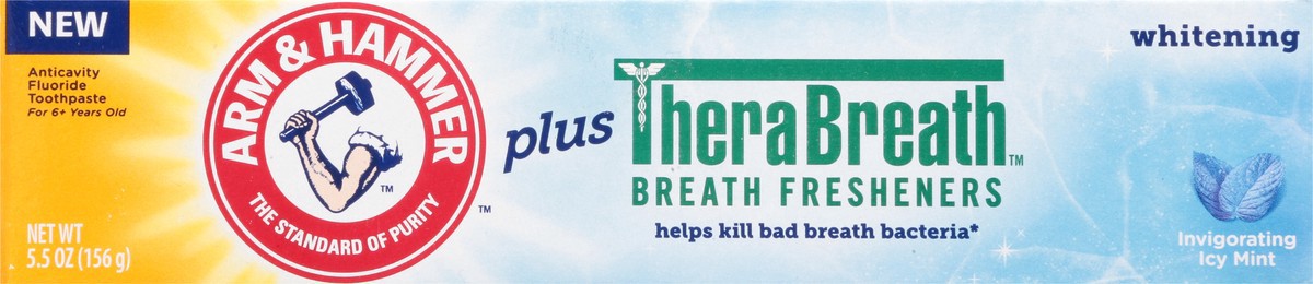 slide 12 of 13, ARM & HAMMER Whitening Toothpaste Plus Therabreath Breath Fresheners, Invigorating Icy Mint Flavor, 5.5 oz, 5.5 oz