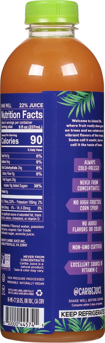 slide 6 of 13, Caribe Cold Pressed Passion Fruit Juice Blend - 33.8 fl oz, 33.8 fl oz