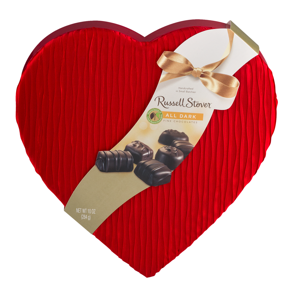 slide 1 of 1, Russell Stover Valentine's Dark Chocolate Assortment In Fabric Heart, 10 oz