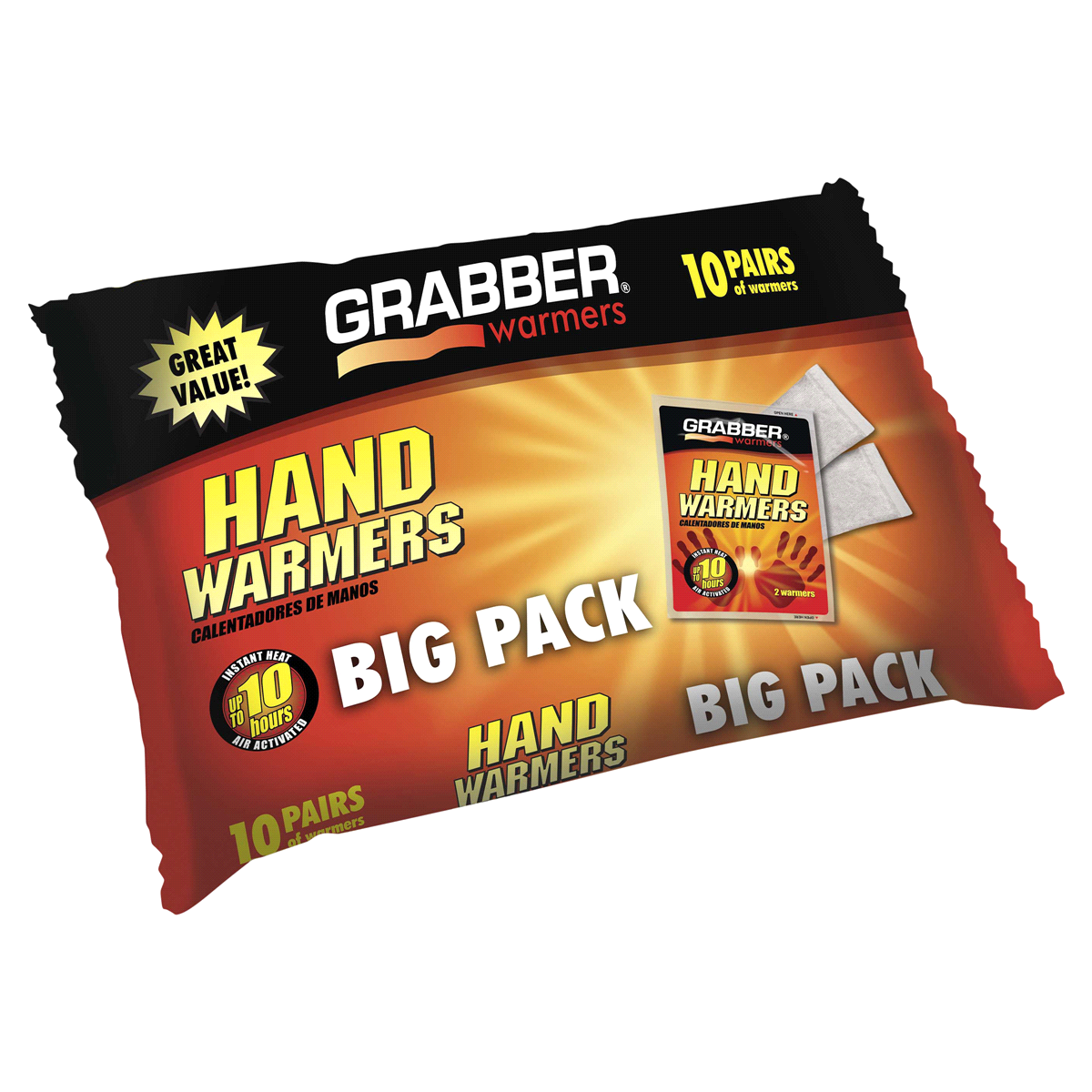 slide 1 of 1, Grabber Warmers Hand Warmers Big Pack, 10 ct