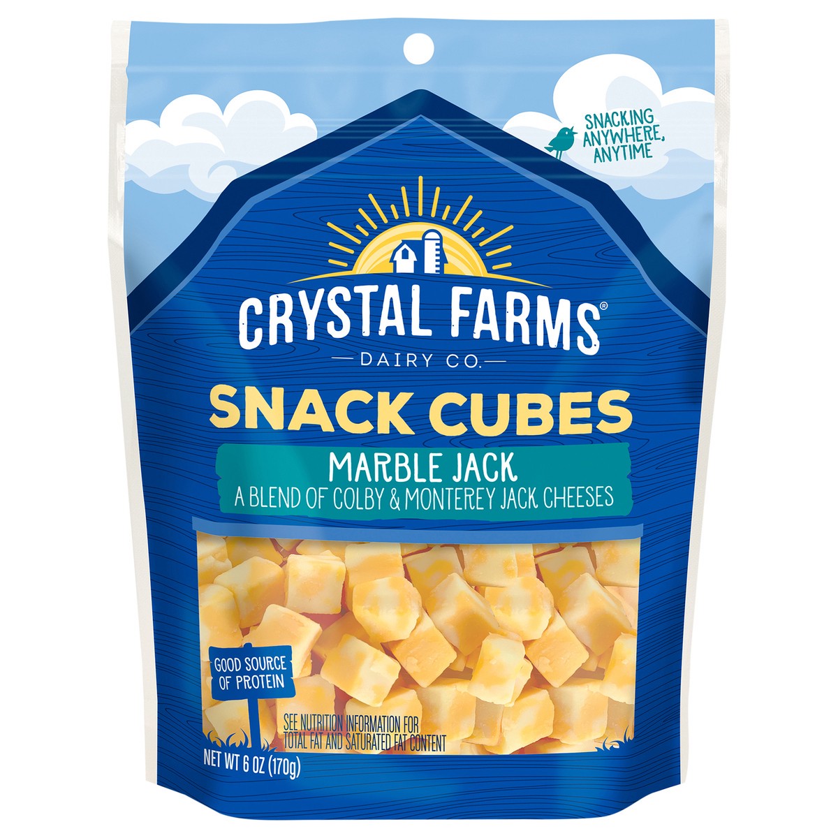 slide 4 of 4, Crystal Farms Snack Cubes Marble Jack Cheese 6 oz, 6 oz