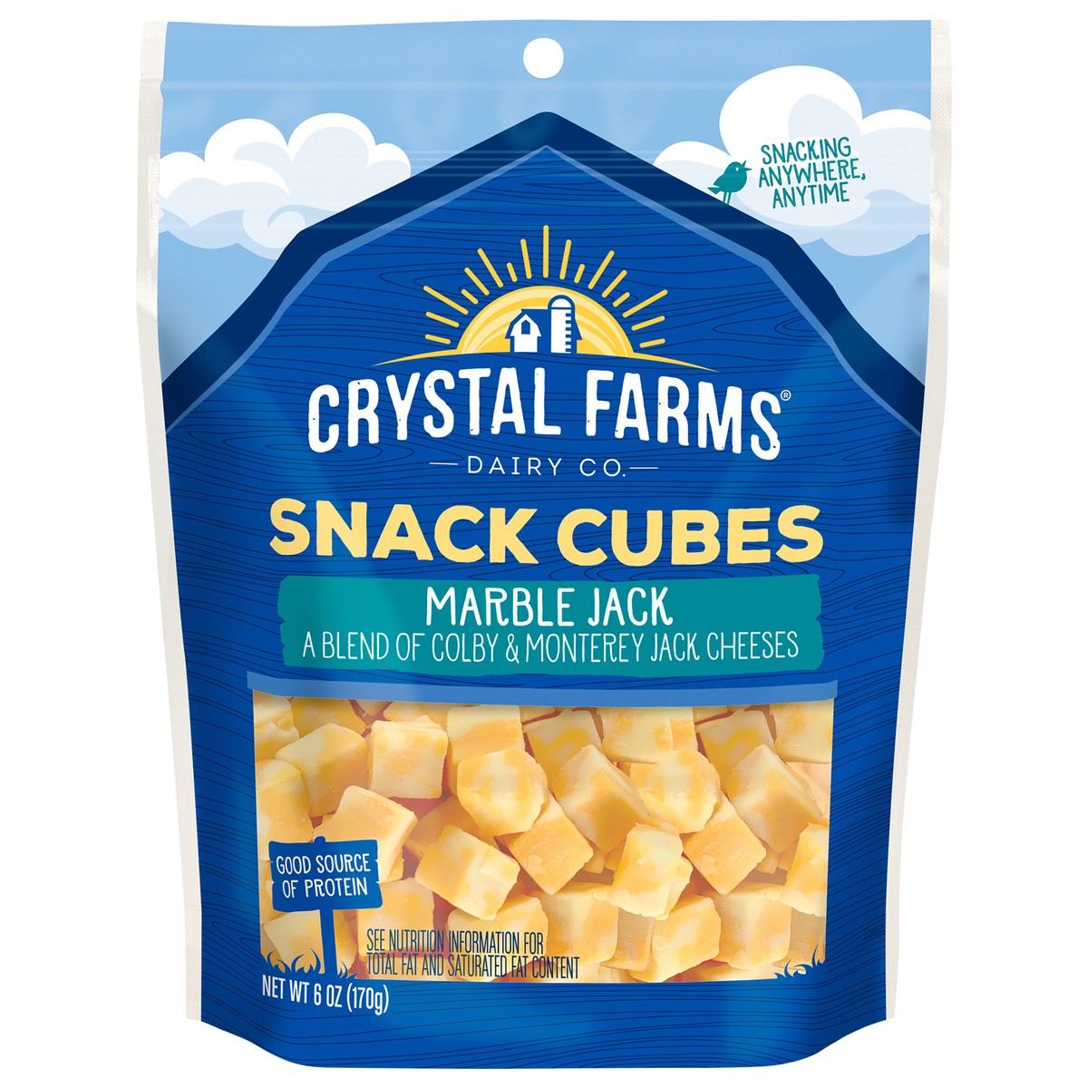 slide 1 of 4, Crystal Farms Snack Cubes Marble Jack Cheese 6 oz, 6 oz