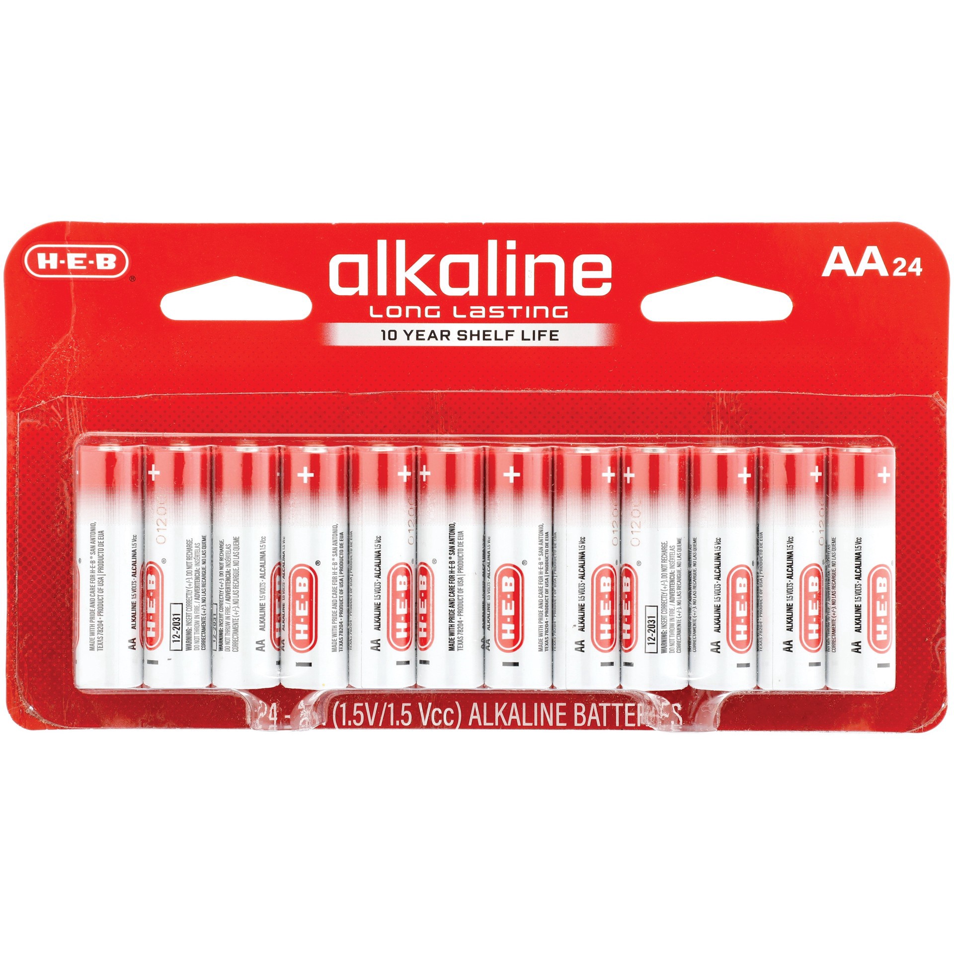 slide 1 of 1, H-E-B Alkaline AA Batteries, 24 ct