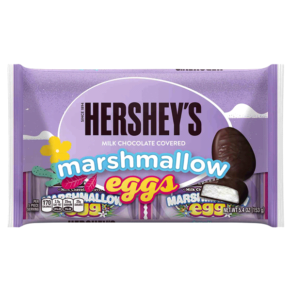 slide 1 of 1, Hershey's Easter Milk Chocolate Covered Marshmallow Eggs, 5.4 oz