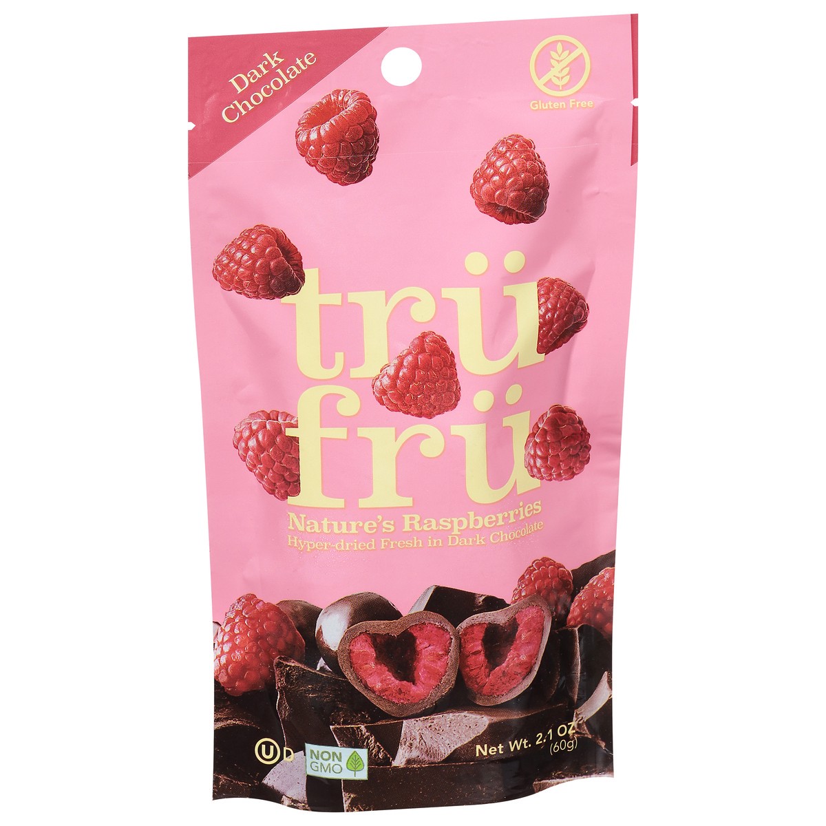 slide 2 of 9, Tru Fru Dark Chocolate Nature's Raspberries 2.1 oz, 2.1 oz