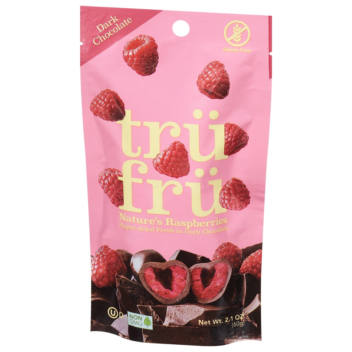 slide 3 of 9, Tru Fru Dark Chocolate Nature's Raspberries 2.1 oz, 2.1 oz