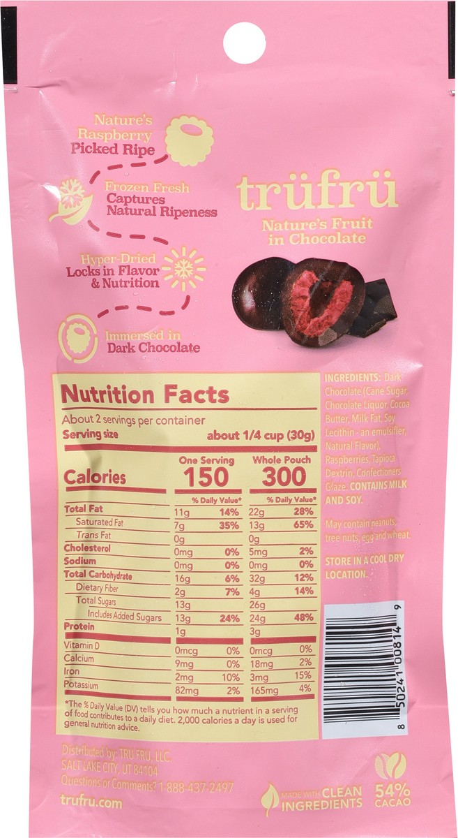 slide 5 of 9, Tru Fru Dark Chocolate Nature's Raspberries 2.1 oz, 2.1 oz