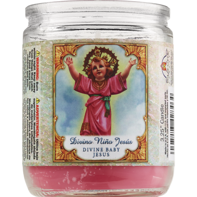 slide 1 of 1, PRAYER CANDLE Novena Candle 3.25" Jar Pink "Divino Nino Jesus", 1 ct