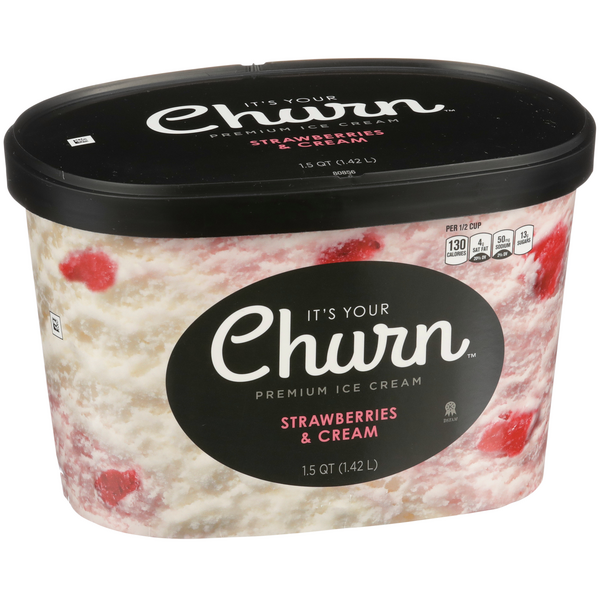 slide 1 of 6, It's Your Churn Strawberries & Cream Premium Ice Cream, 1.5 qt