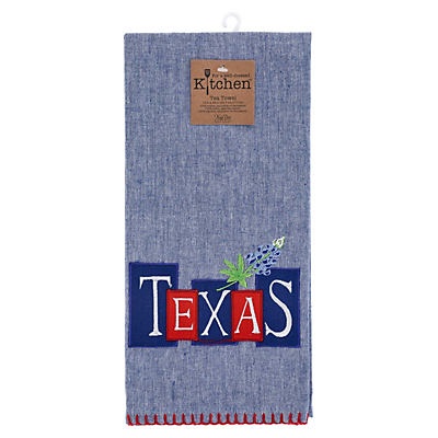 slide 1 of 1, Kay Dee Designs Texas Bluebonnet Embroidery Kitchen Tea Towel, 18 in x 26 in