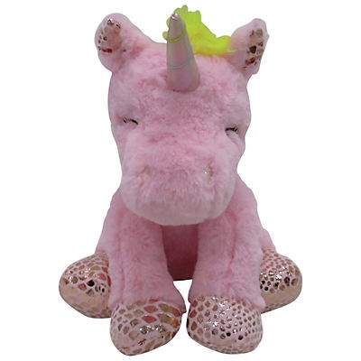 slide 1 of 1, Destination Holiday Sitting Pink Unicorn Plush, 10.5 in