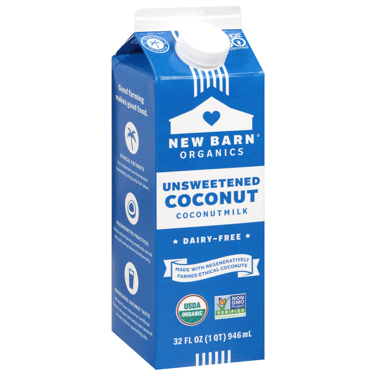slide 4 of 15, New Barn Organics Unsweetened Coconut Coconut Milk 32 fl oz, 32 fl oz