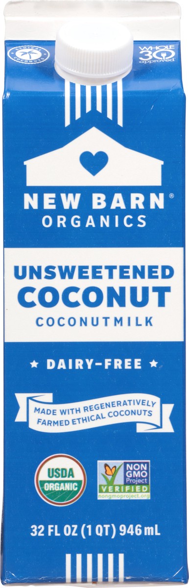 slide 7 of 15, New Barn Organics Unsweetened Coconut Coconut Milk 32 fl oz, 32 fl oz