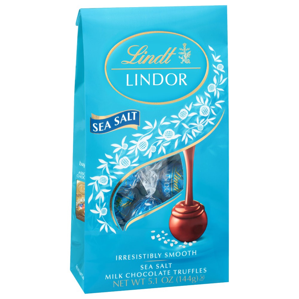 slide 1 of 20, Lindt LINDOR Sea Salt Milk Chocolate Candy Truffles, Chocolates with Smooth, Melting Truffle Center, 5.1 oz