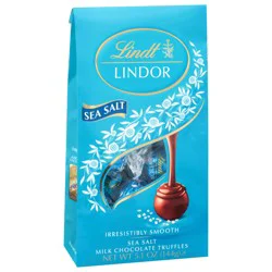Lindt LINDOR Sea Salt Milk Chocolate Candy Truffles, Chocolates with Smooth, Melting Truffle Center, 5.1 oz. Bag