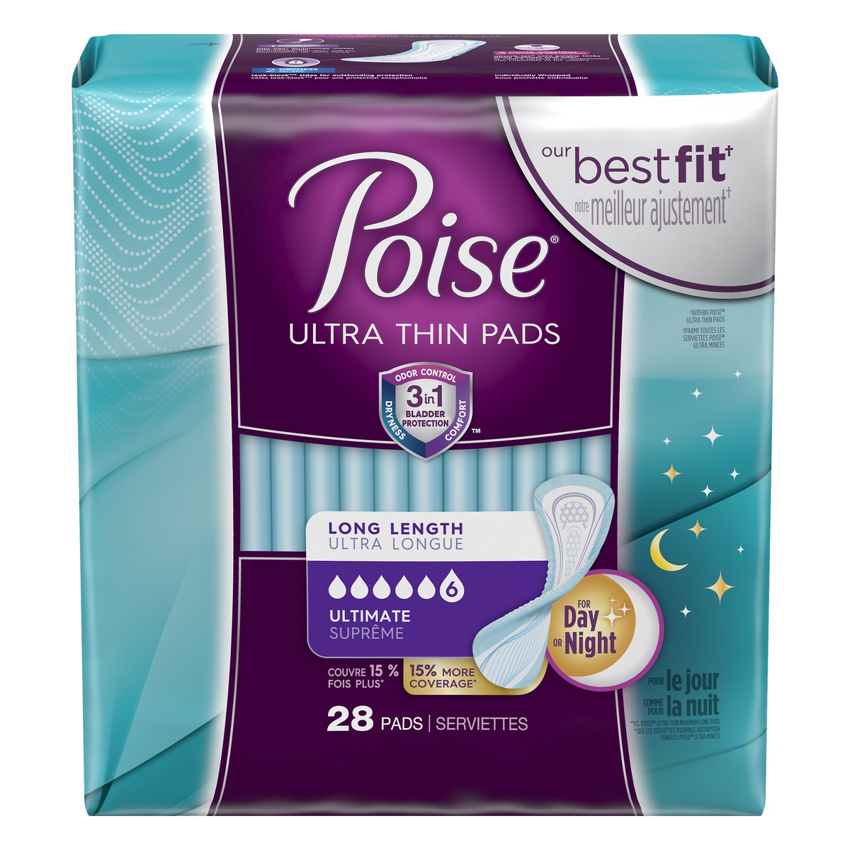 slide 1 of 1, Poise Ultra Thin Pads Ultimate Long Length, 28 ct