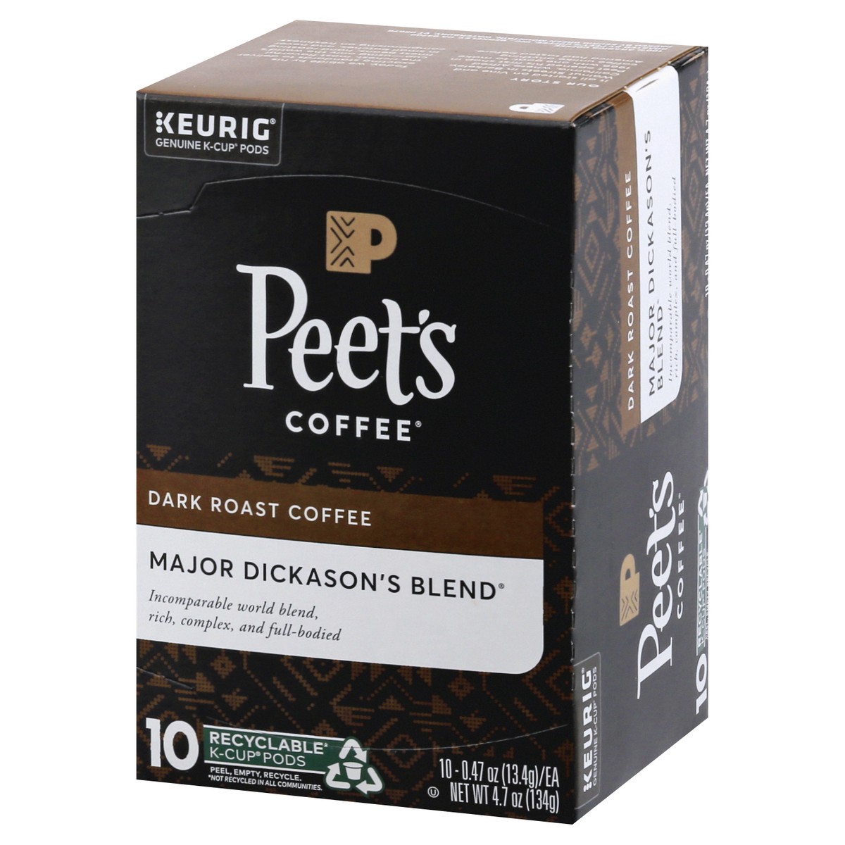 slide 5 of 9, Peet's Coffee Major Dickason''s Blend Dark Roast Coffee K-Cup Pods - 10 ct, 10 ct