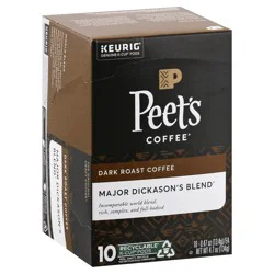 Peet's Coffee Major Dickason's Blend Dark Roast Coffee 10 - 0.43 oz K-Cup Pods