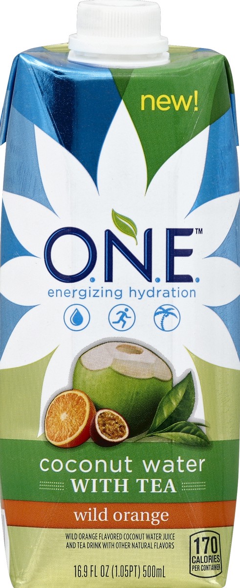 slide 4 of 4, O.N.E. Coconut Water With Tea Wild Orange, 16.9 fl oz
