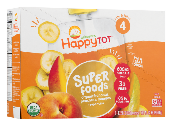 slide 1 of 1, Happy Tot Organic Superfoods Bananas Peaches & Mangos, 33.76 oz