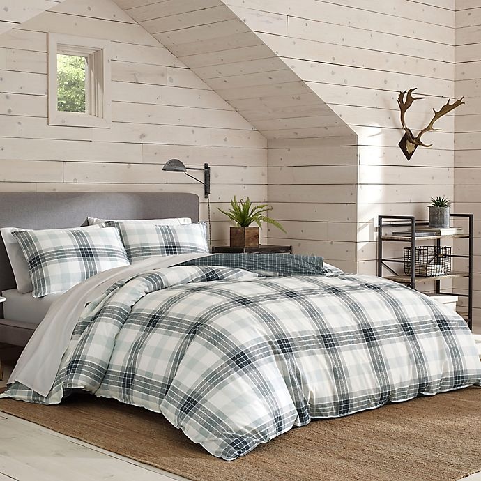 slide 1 of 3, Eddie Bauer Winter Ridge Plaid Reversible King Comforter Set - Green, 3 ct