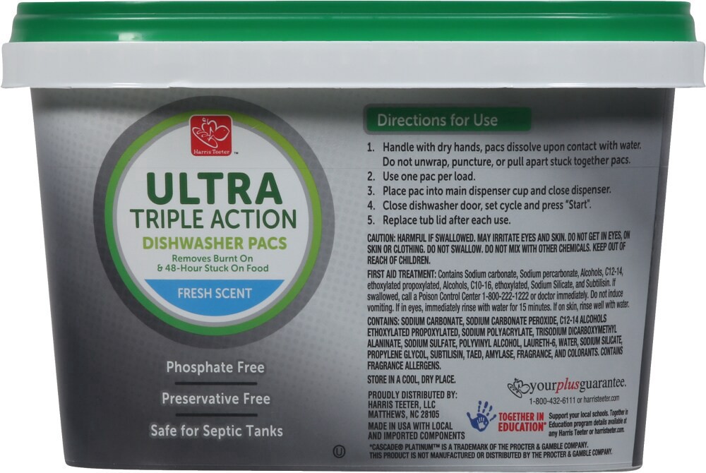 slide 2 of 2, Harris Teeter Ultra Triple Action Fresh Scent Dishwasher Pacs, 36 ct; 16 oz